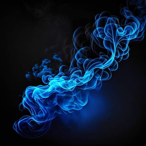 Premium Photo Art Of Bright Blue Smoke Moving Upward On Black Background