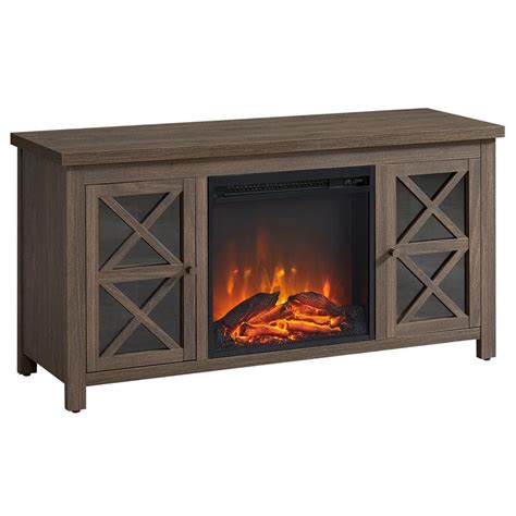 Meyerandcross Colton 4775 In Alder Brown Tv Stand With Log Fireplace Insert Fits Tvs Up To 55