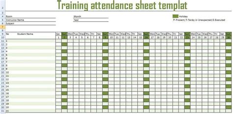 Employee Monthly Attendance Sheet Template