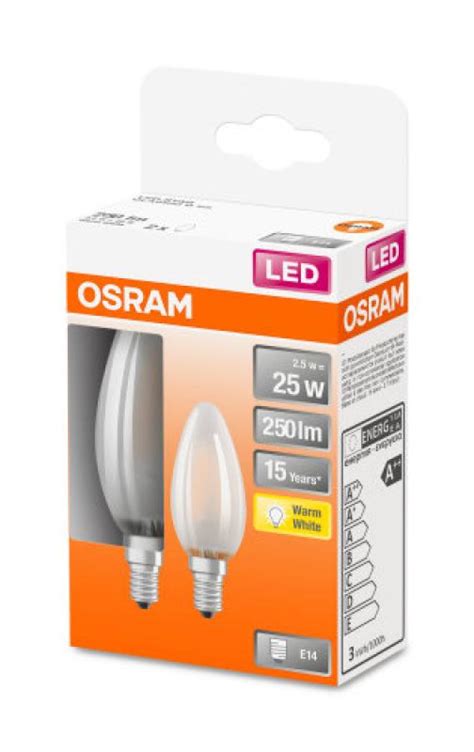 Osram Led Classic E14 Kerze Retrofit Matt 2 5w 25w 2700k 2er Pack A