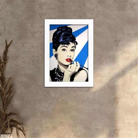 Quadro Decorativo Audrey Hepburn Listrado Black Vintage