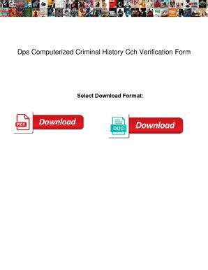 Fillable Online Dps Computerized Criminal History Cch Verification Form