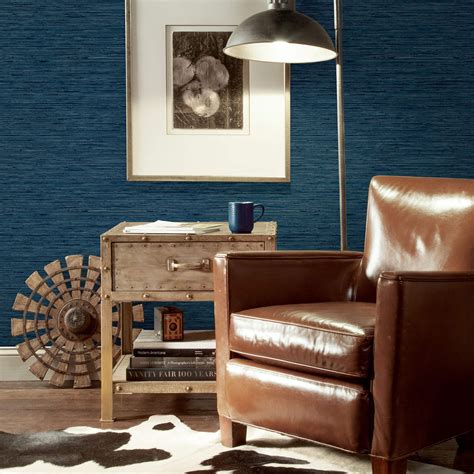 Peel And Stick Grasscloth Wallpaper Navy Us Wall Decor