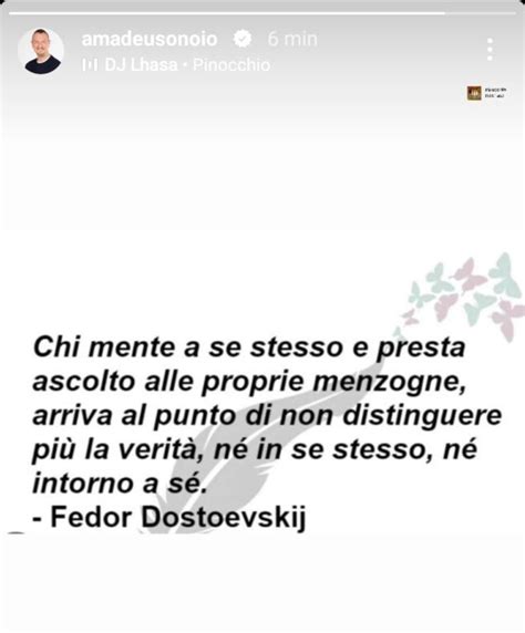 Amadeus E Il Post Sulla Menzogna Su Instagram Un Messaggio Al Suo Ex