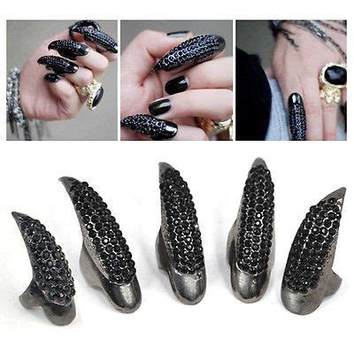 Pcs Hot Retro Punk Claw Ring Finger Nail Rings Full Crystal Nail Hook