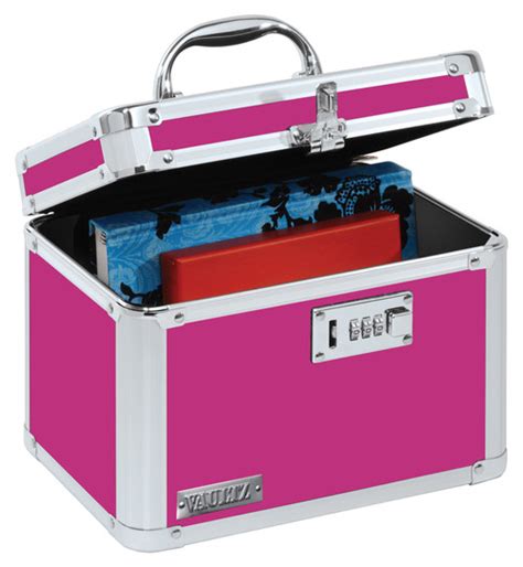 Locking Security Box - Pink - Chrome Steel Corners - Vaultz - VZ00802