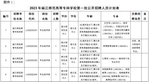 【事业编制】2023年丽江师范高等专科学校第一批公开招聘人员公告岗位要求材料