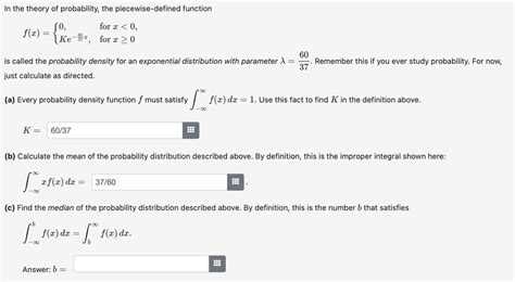 Solved In The Theory Of Probability The Piecewise Defined Chegg