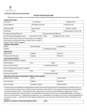 Fillable Online Kch Hhsc Oncology Hematology Department Patient