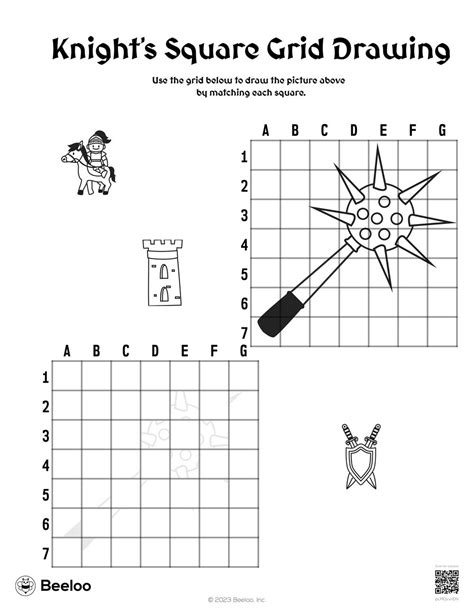 Knight S Square Grid Drawing Beeloo Printable Crafts And Activities