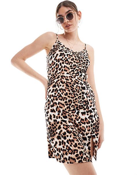 Vero Moda Cami Dress With Split In Leopard Print Asos