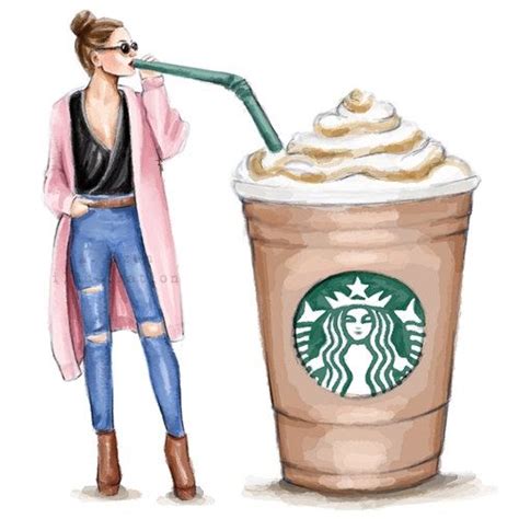 Amante Del Café Café Starbucks Ilustración De Moda Descarga Digital Ilustración De Moda