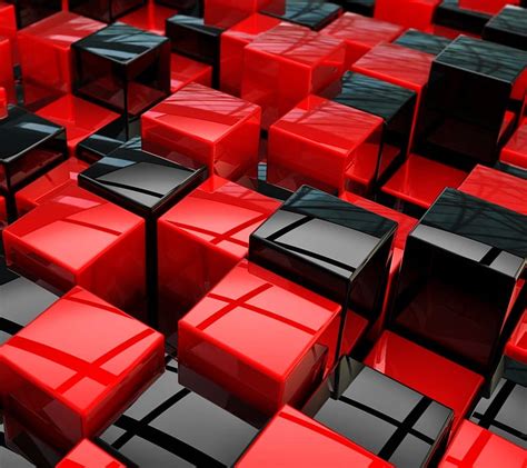 1080p Free Download 3d Cubes Abstract Black Red Squares Hd