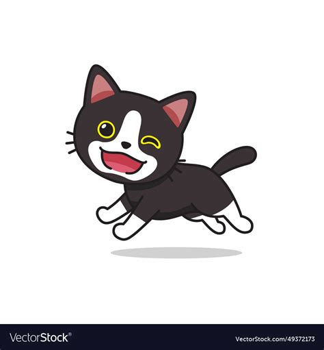 Cartoon Character Black Cat Running Royalty Free Vector