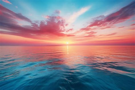 Premium Photo | Photo of Vibrant sunset over calm ocean waters sunset