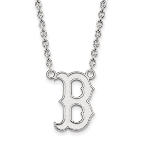 10kt White Gold Boston Red Sox B Pendant On 18in Chain 1w060rso 18