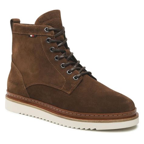 Kozaki Tommy Hilfiger Cleated Suede Boot Fm0fm04191 Rockefeller Brown