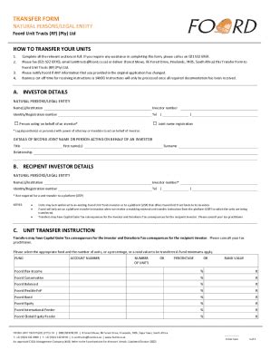 Fillable Online Foord Co TRANSFER FORM NATURAL PERSONS LEGAL ENTITY