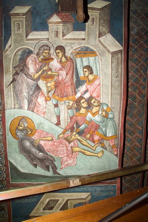 Monastery Decani North Wall Noah Made Drunk On The Wine Becomes