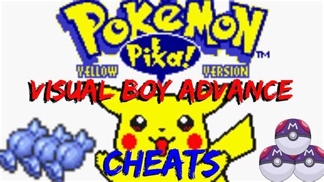 Pokemon Yellow Cheats Visual Boy Advance Action Replay 2021 Youtube