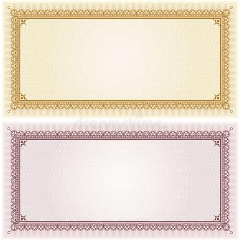 Gold T Certificate Voucher Template Pattern Stock Vector