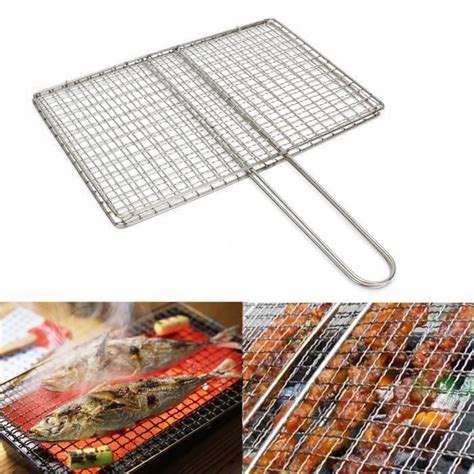 Barbecue Mesh Avec Poign E En Acier Inoxydable Bbq Poissons Panier R Ti