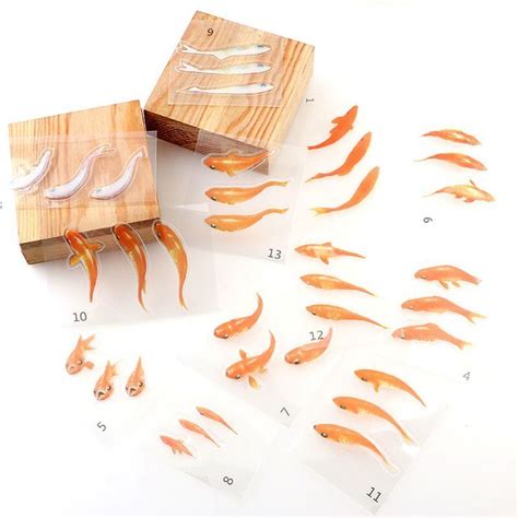 12x 3D Small Goldfish Stickers 3 Dimensional Goldfish DIY Resin Filling