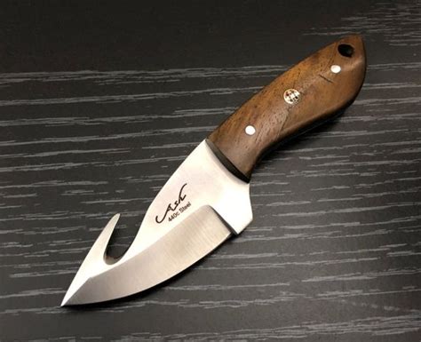 Bi327 440c Steel Custom Handmade Hunting Skinning Gut Hook Knife 6