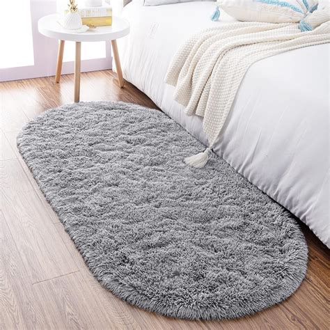 DEFNES Ultra Soft Fluffy Bedroom Rugs,Shaggy Grey Area Rugs for Bedroom ...