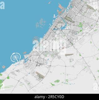 Satellite Map Of Dubai United Arab Emirates City Streets Street Map