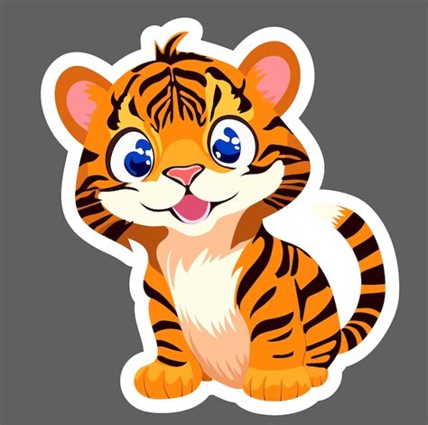 Premium Vector Cute Cartoon Tiger Cub Sticker Vector Graphics