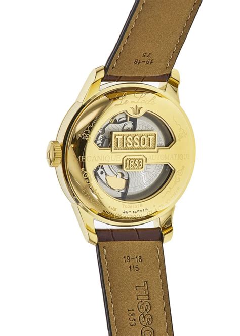 Tissot Le Locle Powermatic 80 Diamond Dial Gold Tone Leather Strap Mens Watch T0064073626600