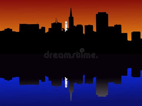 San Francisco at sunset stock vector. Illustration of skyscraper - 3165335