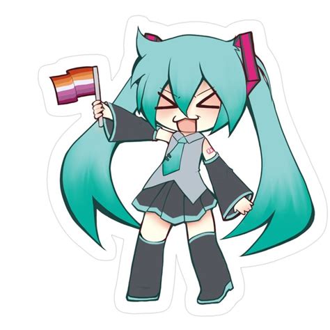 Hatsune Miku Wlw Lesbian Pride Sticker In Miku Hatsune Rainbow