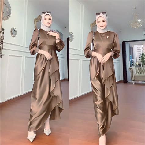 Jual Jusi Dress By Rinanti Gamis Kondangan Satin Velvet Premium Dress