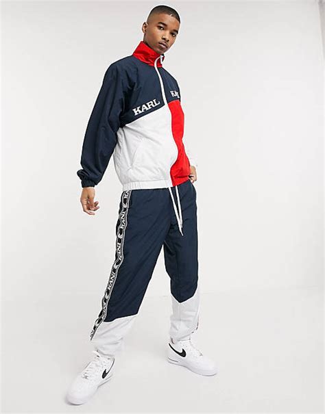 Karl Kani Colour Block Tracksuit In Navy Asos