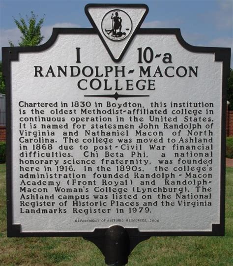 Randolph - Macon College - Virginia Historical Markers on Waymarking.com