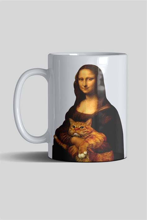 Monilisa And Cat Bask L Kupa Bardak Mug Mona Lisa Mugs Tableware