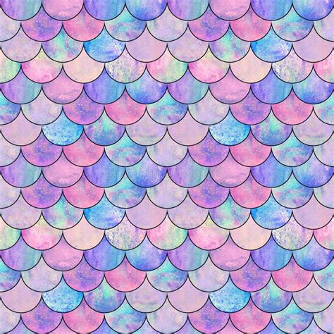 Mermaid Fish Scale Wave Japanese Seamless Pattern Stock Illustration