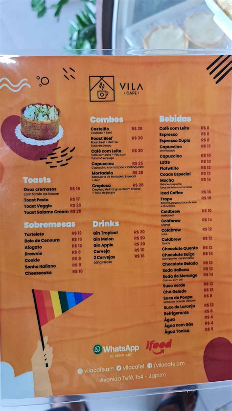 Menu em Vila Café Manaus