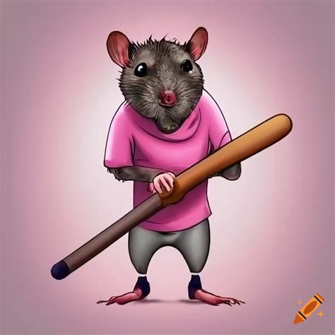 Cartoon Rat With A Baseball Bat On Craiyon