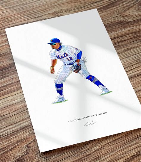 Francisco Lindor New York Mets Baseball Illustrated Print - Etsy