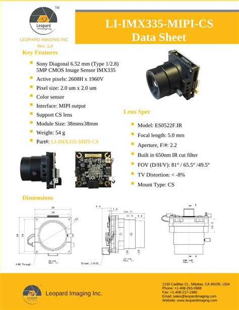 Pdf Li Imx Mipi Cs Data Sheet Leopard Imaging Inc