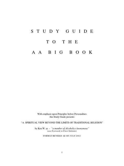 The Big Book Study Guide | PDF | Alcoholics Anonymous | The Big Book ...