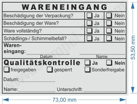 Wareneingangsstempel Qualitätskontrolle Schimmelbefall Sonderfreigabe