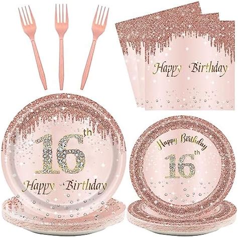 Amazon 24 Sets 16th Rose Gold Birthday Party Decrations For Girls