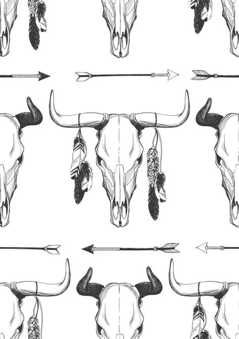 Bull Skull Seamless Vector Pattern Vector Art At Vecteezy