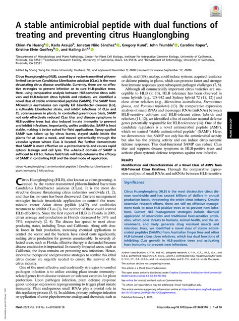 PDF A Stable Antimicrobial Peptide With Dual Functions Of Treating