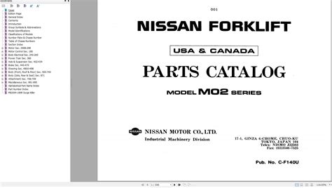 Nissan M02 Series Forklift Parts Catalog CF140 UBOOK PDF