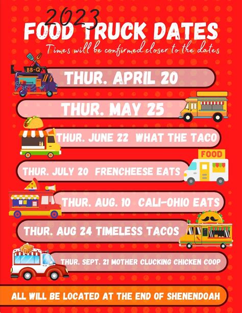 Shenandoah Food Truck Calendar Shenandoah A Residential Community